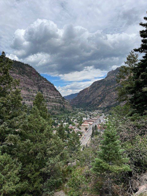 View of a town from the top of a mountain